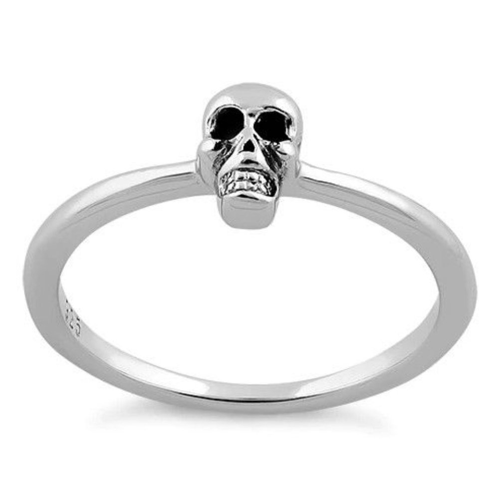 925 STERLING SILVER Dainty Phantom Skull Ring Goth Punk - Picture 11 of 14